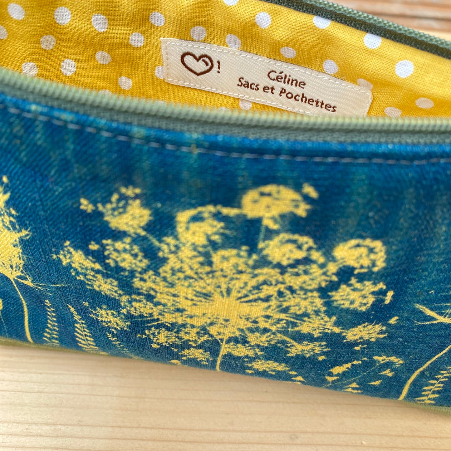 Petite pochette grand cyanotype kaki, Derniere chance