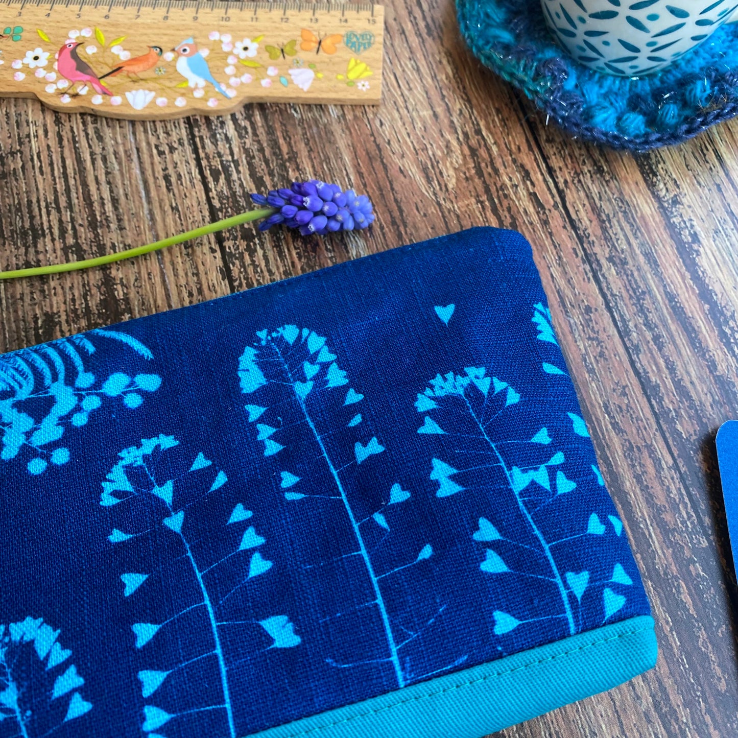 Petite pochette grand cyanotype Coeur Mimosa