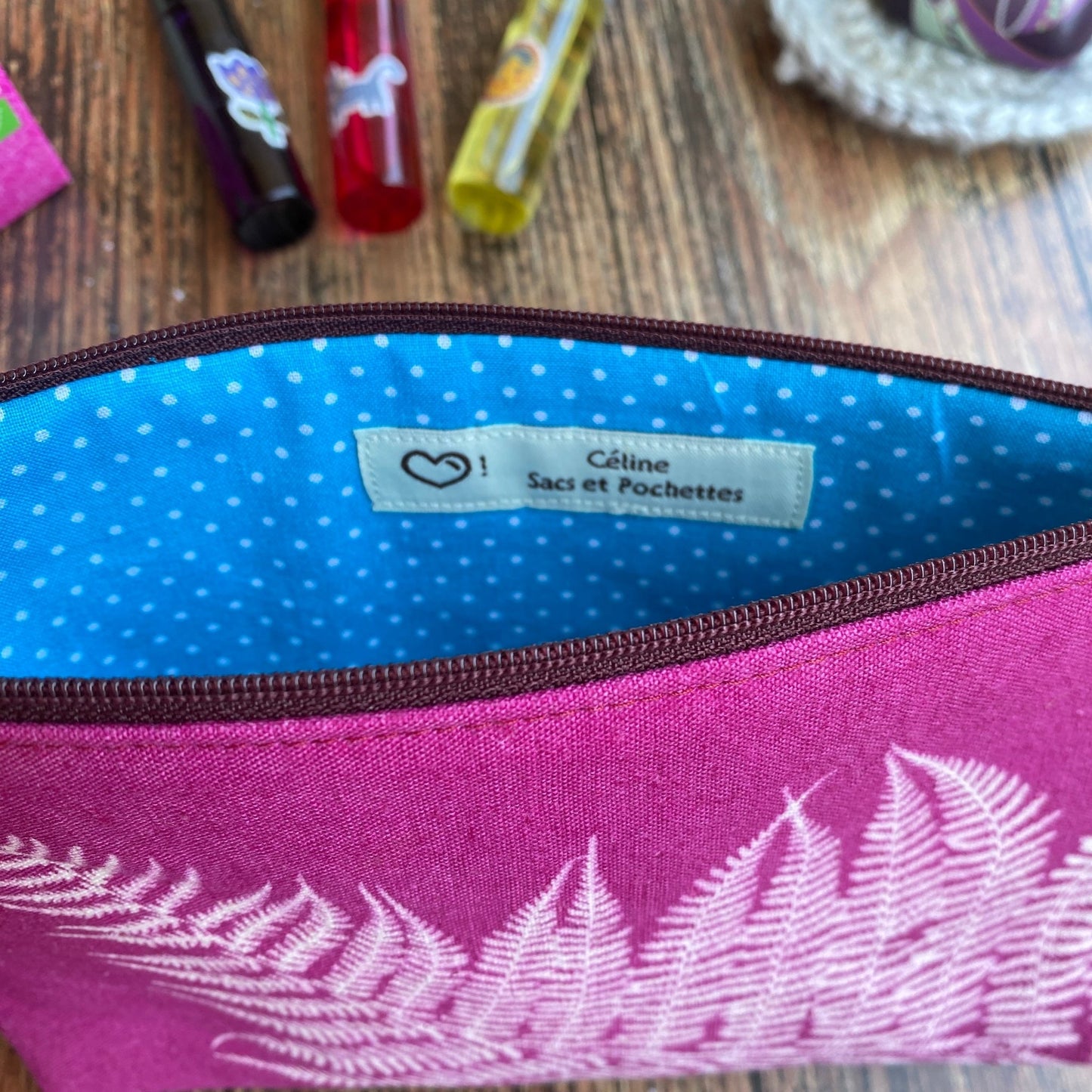 La pochette rose | Funky Mamie motif fougère