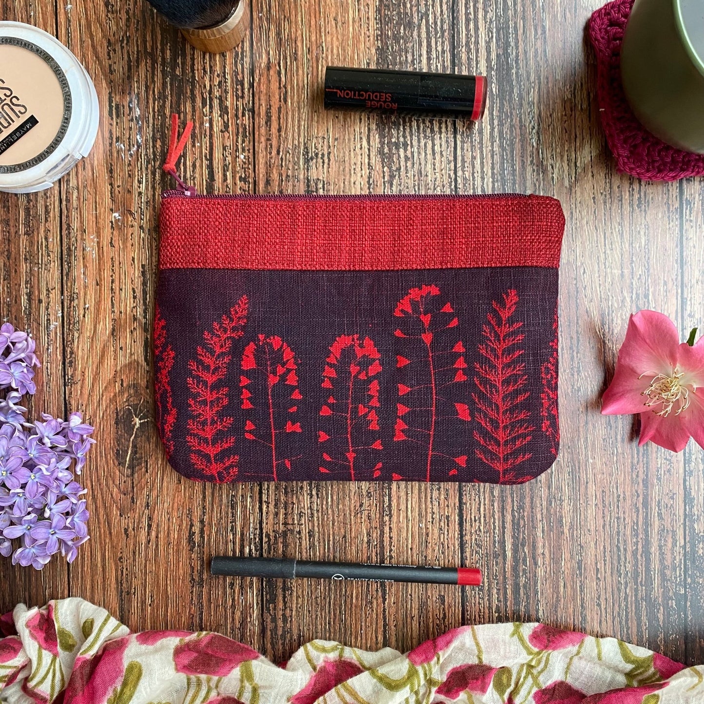Pochette pour maquillage cyanotype