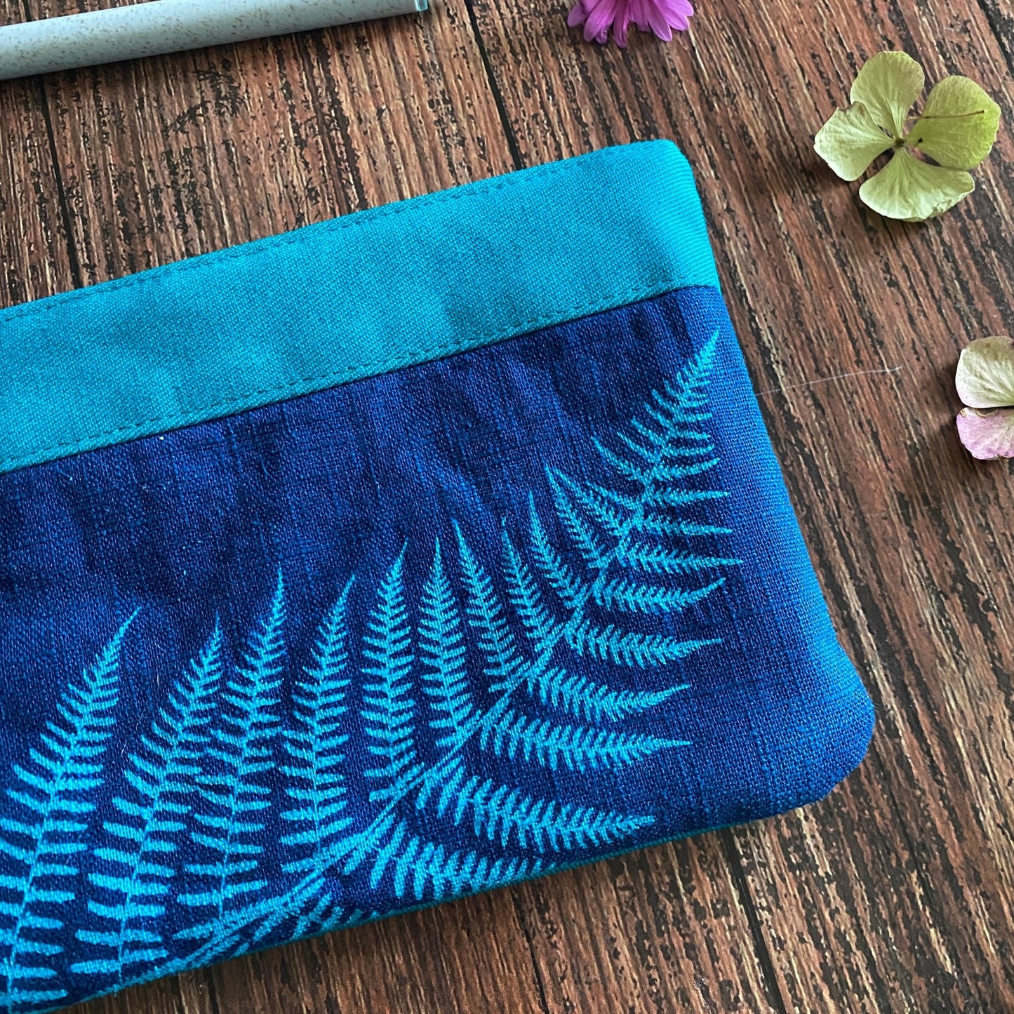 Pochette pour maquillage cyanotype