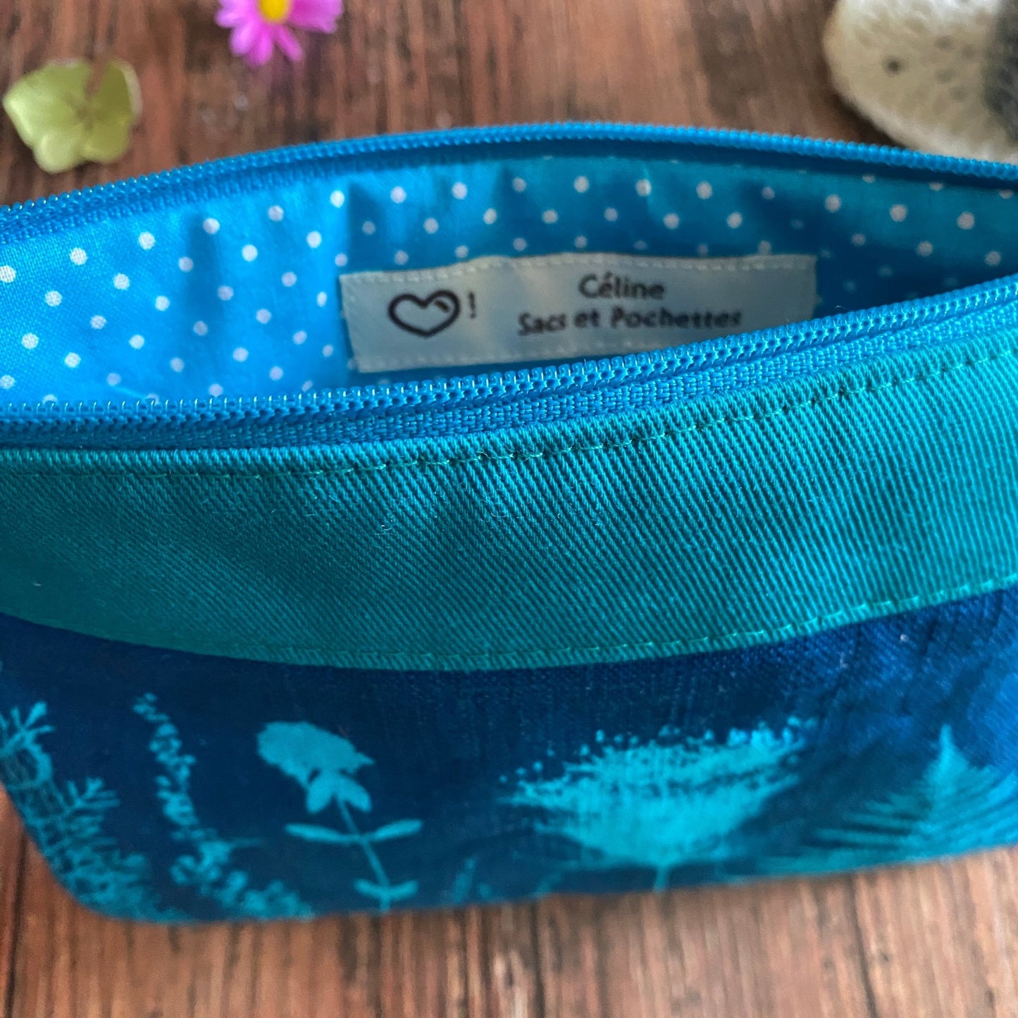 Pochette pour maquillage cyanotype