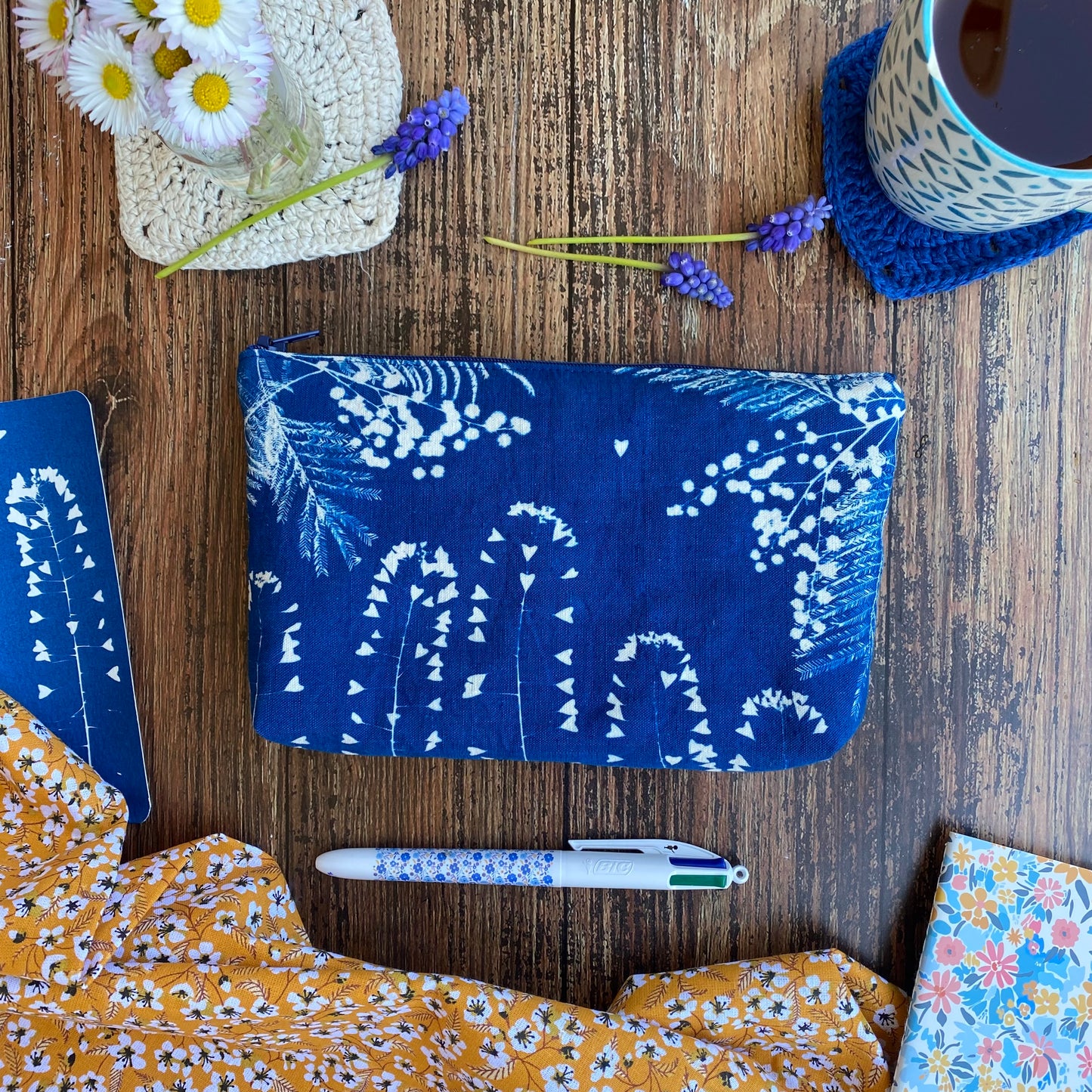 Petite pochette bleue Coeur Mimosa