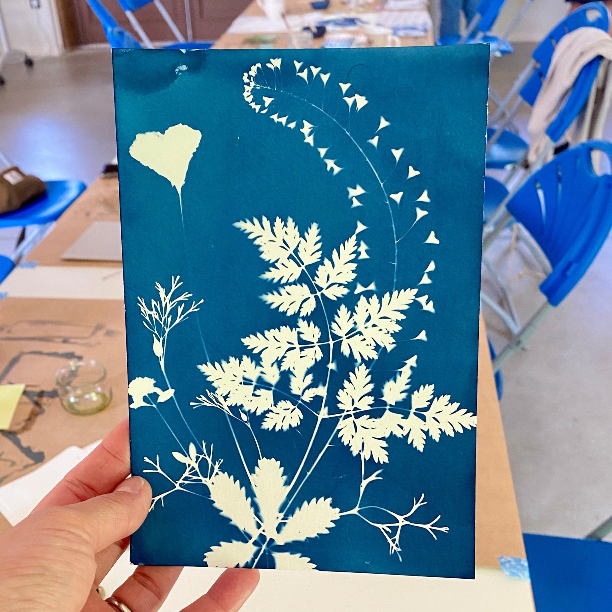Atelier créatif, cyanotype sur le bassin d'arcachon. Adulte et enfants