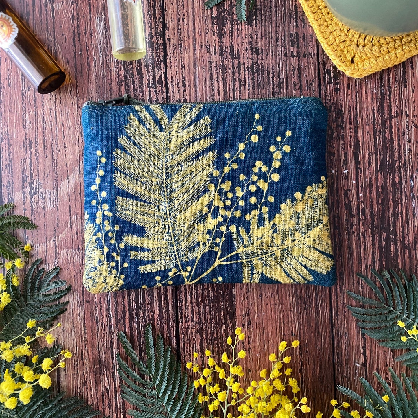 Mini pochette en tissu cyanotype | Fiesta Mimosa