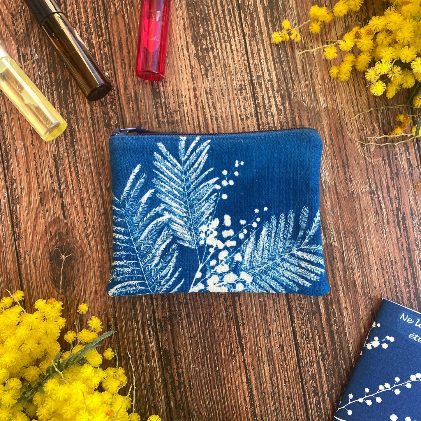 Mini pochette en tissu cyanotype | Fiesta Mimosa