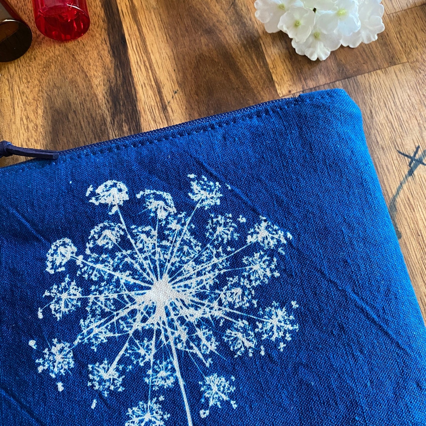 Mini pochette en tissu cyanotype | Mamie Blue