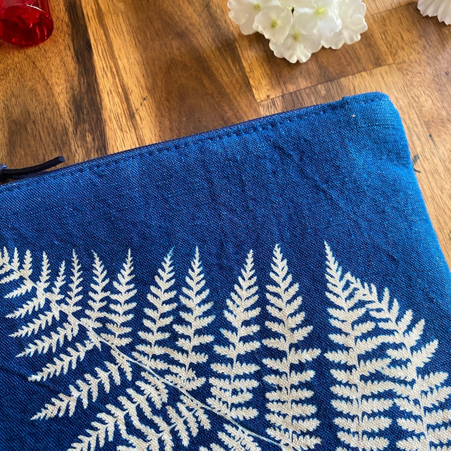 Mini pochette en tissu cyanotype | Mamie Blue