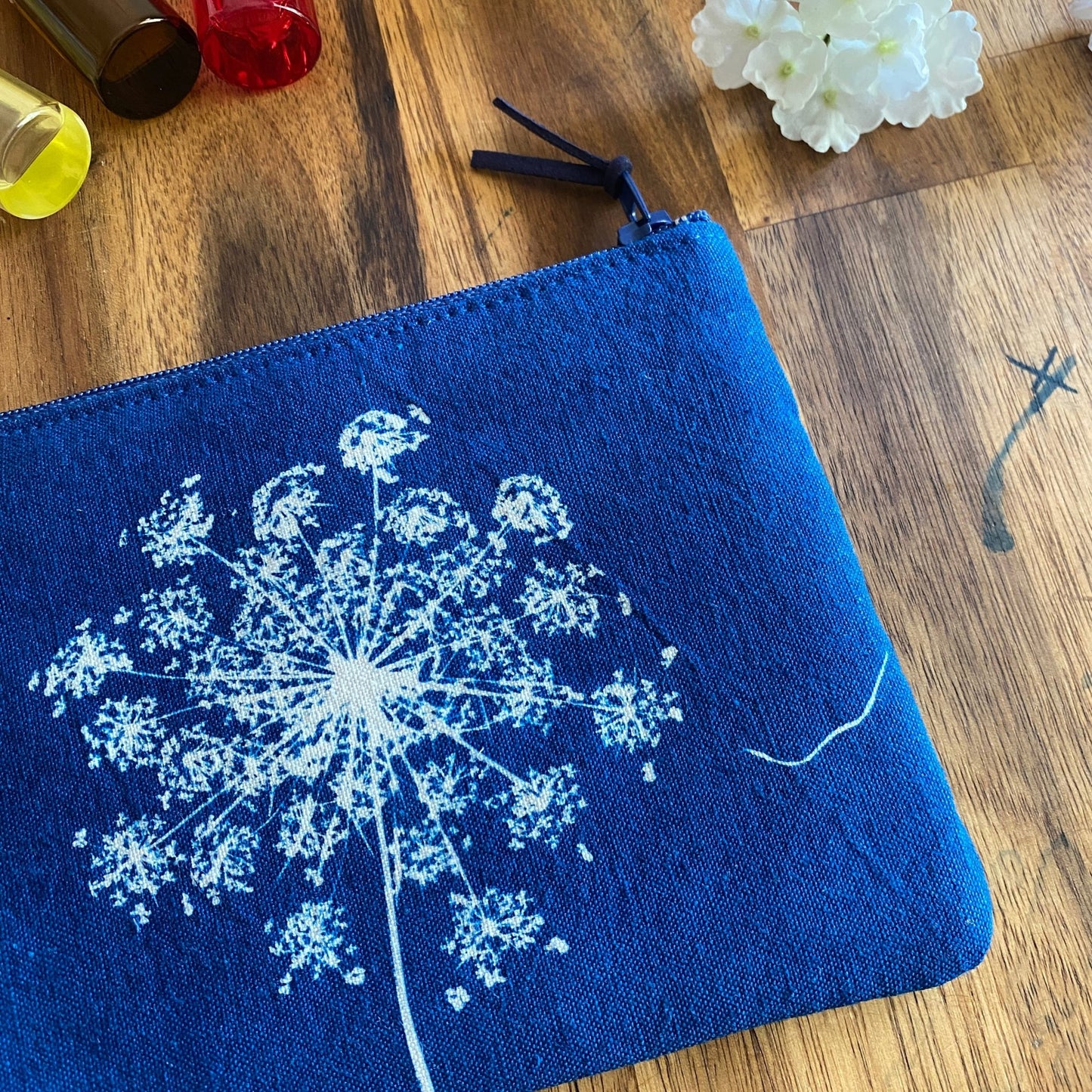 Mini pochette en tissu cyanotype | Mamie Blue