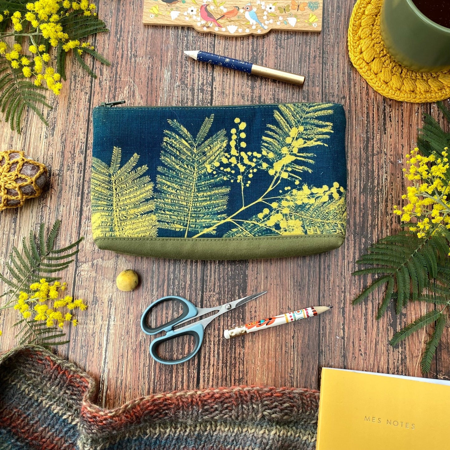 Petite pochette en cyanotype | Fiesta Mimosa