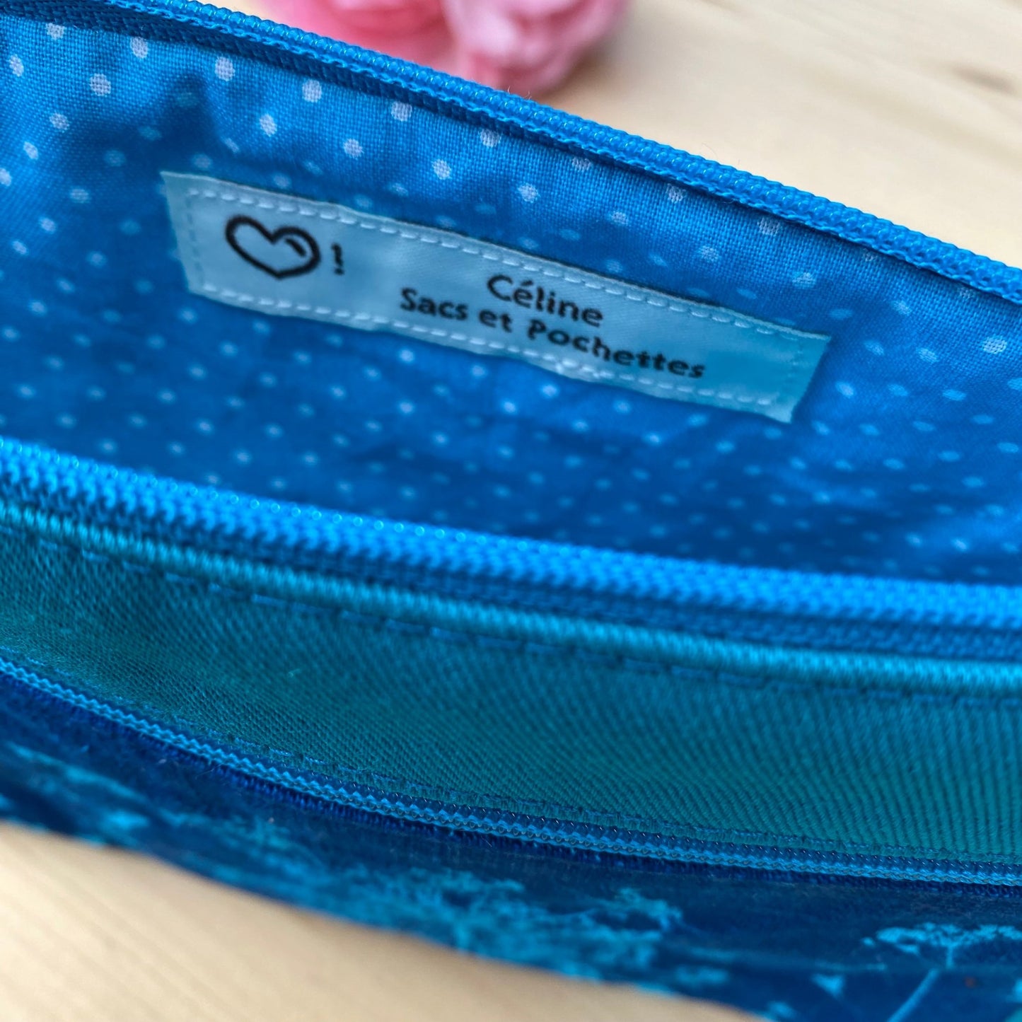 Pochette compartiment zippé turquoise | Dernière chance