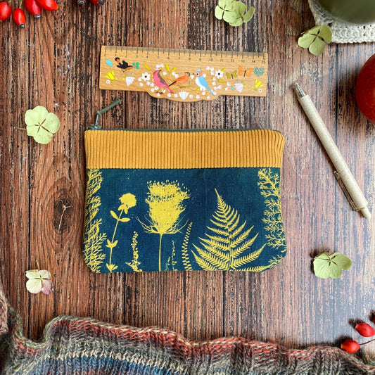 Pochette pour maquillage cyanotype