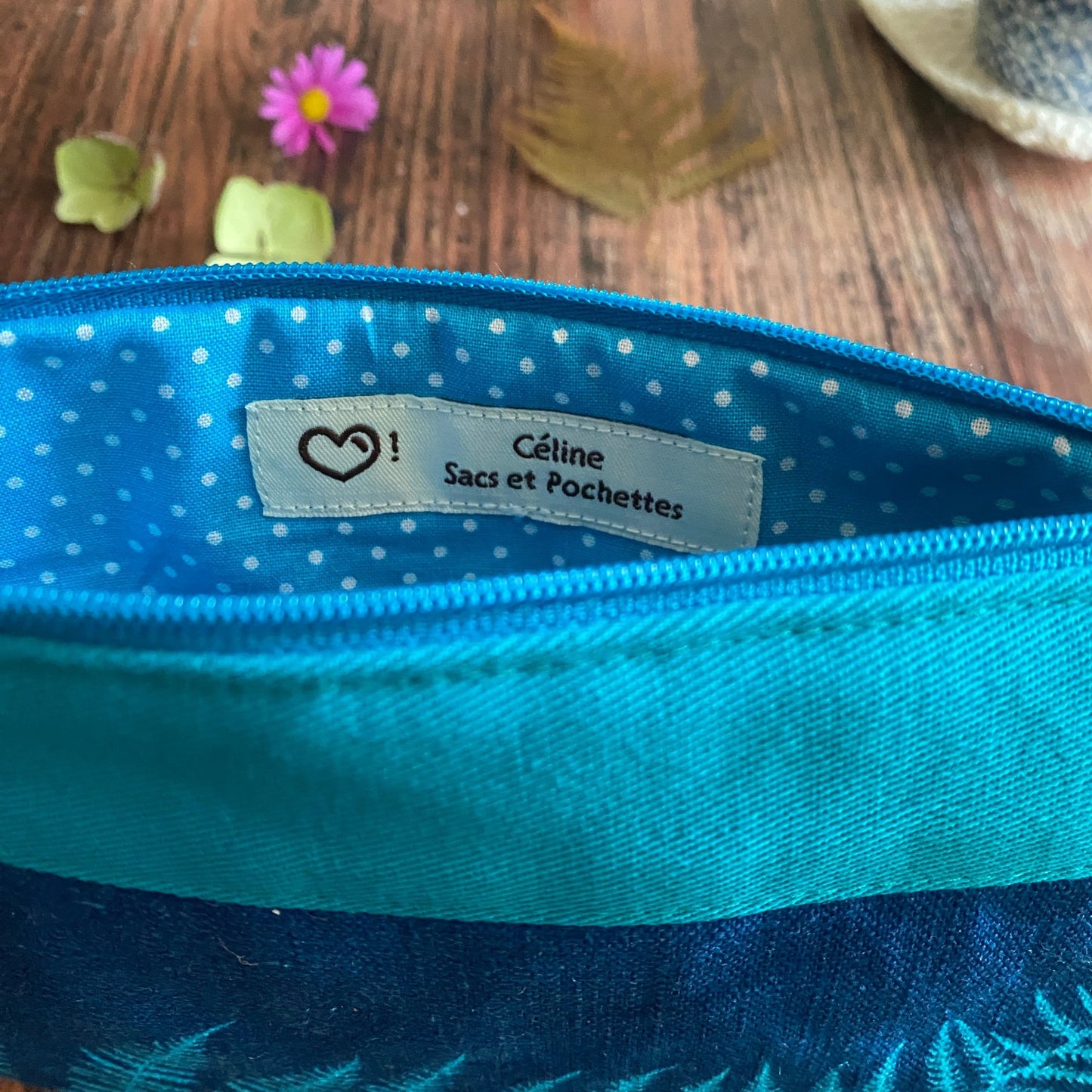 Pochette pour maquillage cyanotype